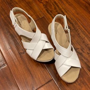 Clarks white sandals
